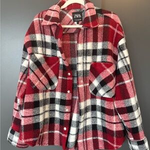 Zara Red and Black Plaid Jacket